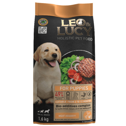 LEO&LUCY Holistic сухой корм полнорационный для щенков мясное ассорти с овощами и биодобавками