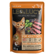 LEO&LUCY Holistic пауч для взрослых кошек с уткой, ягненком и биодобавками, кусочки в соусе