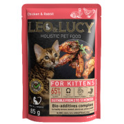 LEO&LUCY Holistic пауч для котят с кроликом, курицей и биодобавками, кусочки в соусе