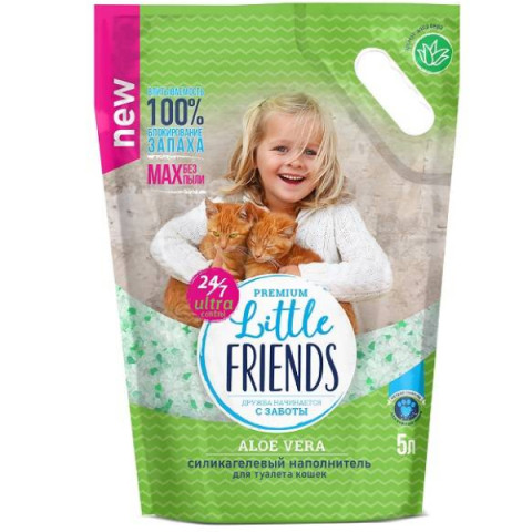 LITTLE FRIENDS силикагелевый с ароматом алоэ вера наполнитель для кошачьего туалета