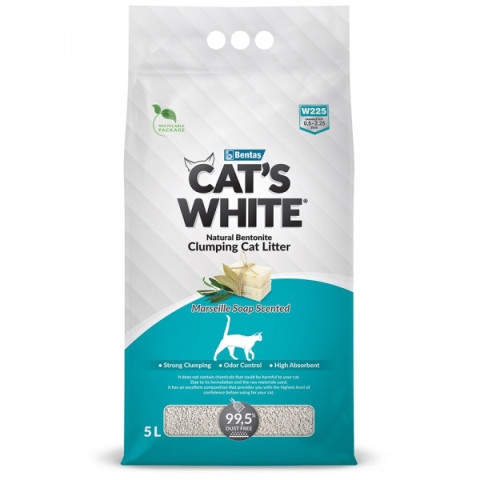 Cat's White Marseille soap комкующийся с ароматом марсельского мыла наполнитель для кошачьего туалета