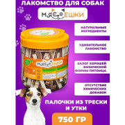 Мясоешки лакомство для собак Палочки из трески и утки