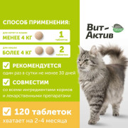 Вит-Актив Для кастрированных котов и кошек биологически активная кормовая добавка, 120 таб