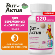 Вит-Актив Для беременных и кормящих кошек биологически активная кормовая добавка, 120 таб