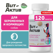 Вит-Актив для беременных и кормящих собак биологически активная кормовая добавка, 120 таб
