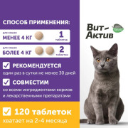 Вит-Актив для кошек старше 7 лет биологически активная кормовая добавка, 120 таб