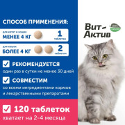 Вит-Актив Здоровье шерсти кошек биологически активная кормовая добавка, 120 таб
