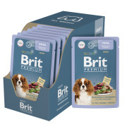 Brit Premium Пауч для взрослых собак мини пород, Телятина с зеленым горошком, в соусе