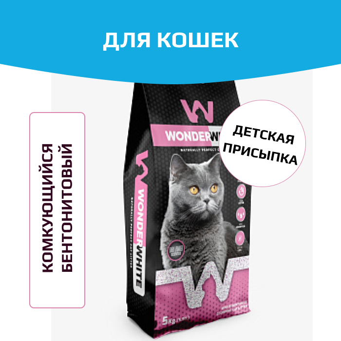 Wonder White Baby Powder Наполнитель комкующийся c ароматом детской присыпки
