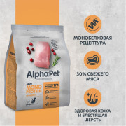 AlphaPet Superpremium MONOPROTEIN сухой корм для взрослых кошек из индейки