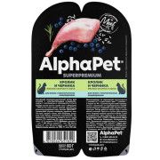 AlphaPet Superpremium влажный корм для взрослых кошек с чувствительным пищеварением кролик и черника мясные кусочки в соусе