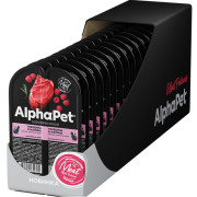 AlphaPet Superpremium влажный полнорационный корм для взрослых кошек с говядиной и малиной в соусе