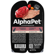 AlphaPet Superpremium влажный полнорационный корм для взрослых собак паштет с говядиной