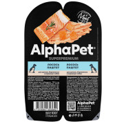 AlphaPet Superpremium влажный полнорационный корм для щенков, беременных и кормящих собак паштет с лососем