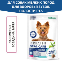 PERFECT FIT Oral Care лакомство для здоровья зубов и полости рта с говядиной и добавлением мяты для собак мелких пород