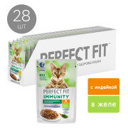PERFECT FIT Immunity корм консервированный для кошек с индейкой и спирулиной в желе