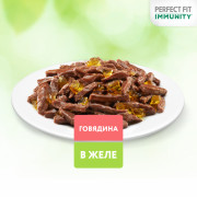 PERFECT FIT Immunity корм консервированный для кошек с говядиной и семенами льна в желе