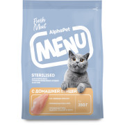 AlphaPet MENU сухой полнорационный корм для взрослых стерилизованных кошек и котов, с домашней птицей