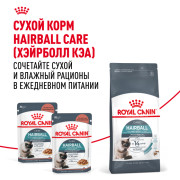 Royal Canin Hairball Care корм влажный для взрослых кошек, рекомендуется для снижения риска образования волосяных комочков, мелкие кусочки в соусе