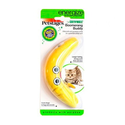Petstages игрушка для кошек "Желтый бумеранг" 16см с кошачьей мятой