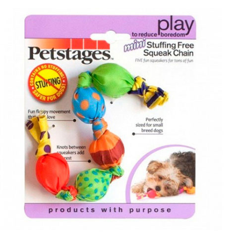 Petstages игрушка для собак Mini "Жевательная цепь" 18см с пищалками текстиль
