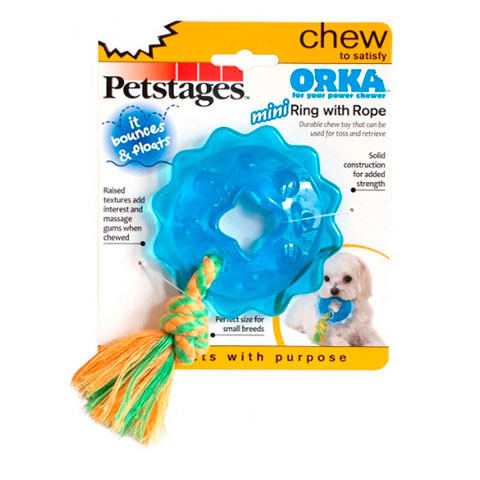 Petstages игрушка для собак Mini "ОРКА кольцо с канатом" диаметр 8см маленькая
