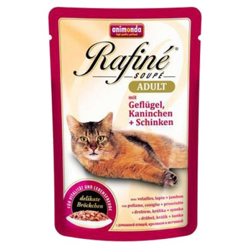 Animonda Rafine Soupe Adult паучи для кошек коктейль из мяса домашней птицы, кролика и ветчины