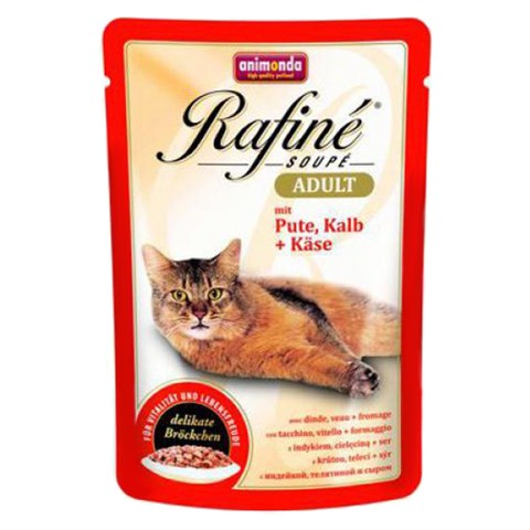 Animonda Rafine Soupe Adult паучи для кошек коктейль из мяса индейки, телятины и сыра