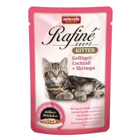 Animonda Rafine Soupe Kitten паучи для котят коктейль из мяса домашней птицы и креветок
