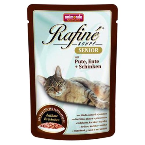 Animonda Rafine Soupe Senior паучи для кошек старше 7 лет коктейль из мяса индейки, утки и ветчины