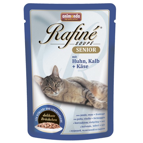 Animonda Rafine Soupe Senior паучи для кошек старше 7 лет коктейль из мяса курицы, телятины и сыра