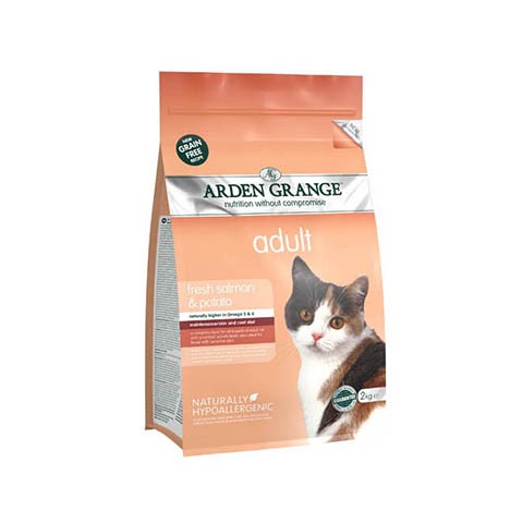 Arden Grange корм сухой беззерновой для взрослых кошек лосось/картофель