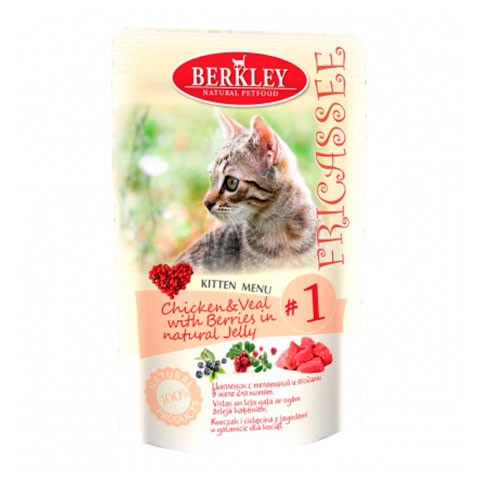 Berkly-Cat фрикассе консервы для котят цыпленок с телятиной в желе пауч