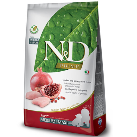 Farmina N&D Puppy Medium & Maxi корм сухой беззерновой для щенков средних и крупных пород курица с гранатом