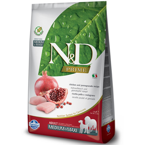 Farmina N&D Medium & Maxi беззерновой корм для собак средних и крупных пород курица с гранатом