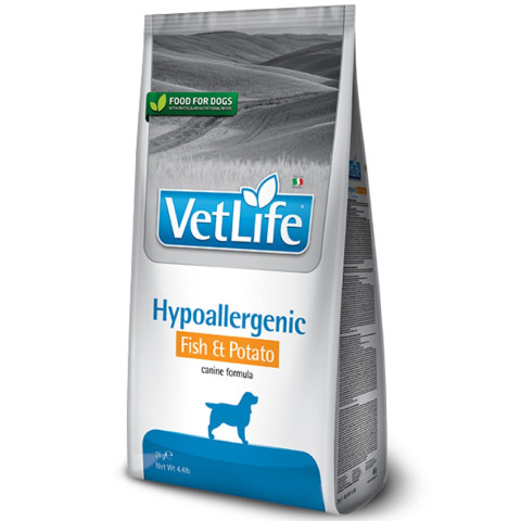 Farmina Vet Life Hipo Fish & Potato корм сухой для снижения пищевой аллергии и непереносимости ингредиентов и питательных веществ для собак