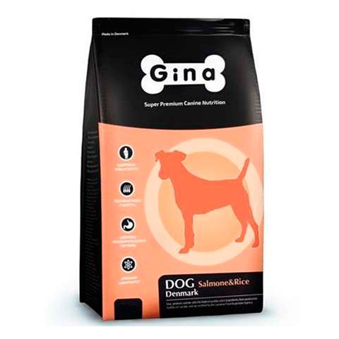 Gina Dog Salmon & Rice корм сухойдля взрослых собак лосось и рис