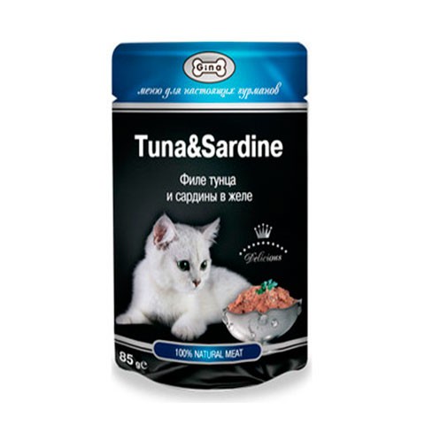Gina Tuna&Sardine пауч для кошек (филе тунца и сардины в желе )