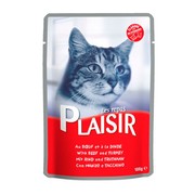 Plaisir консервы для кошек рагу с говядиной и индейкой в соусе (пауч)
