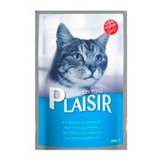 Plaisir консервы для кошек рагу с форелью и креветками в соусе (пауч)