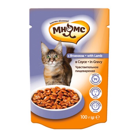 Мнямс паучи для кошек с ягненком в соусе