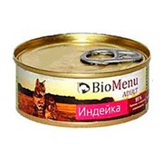 BioMenu Adult консервы для кошек мясной паштет с индейкой 95%-мясо