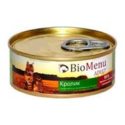 BioMenu Adult консервы для кошек мясной паштет с кроликом 95%-мясо