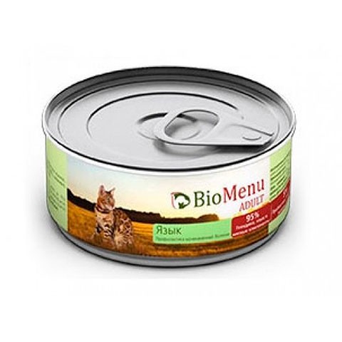 BioMenu Adult консервы для кошек мясной паштет с языком 95%-мясо