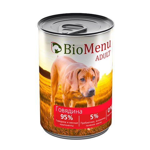 BioMenu Adult консервы для собак говядина 95%-мясо