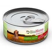 BioMenu Sensitive консервы для собак индейка/кролик 95%-мясо