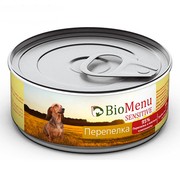 BioMenu Sensitive консервы для собак перепелка 95%-мясо