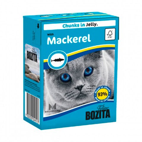 BOZITA консервы для кошек кусочки в желе со скумбрией