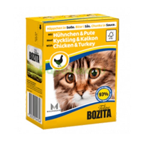 BOZITA консервы для кошек кусочки в соусе курица и индейка