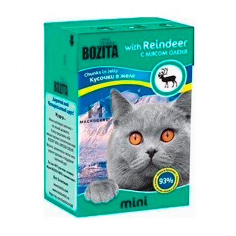 BOZITA Mini консервы для кошек кусочки в желе с мясом оленя